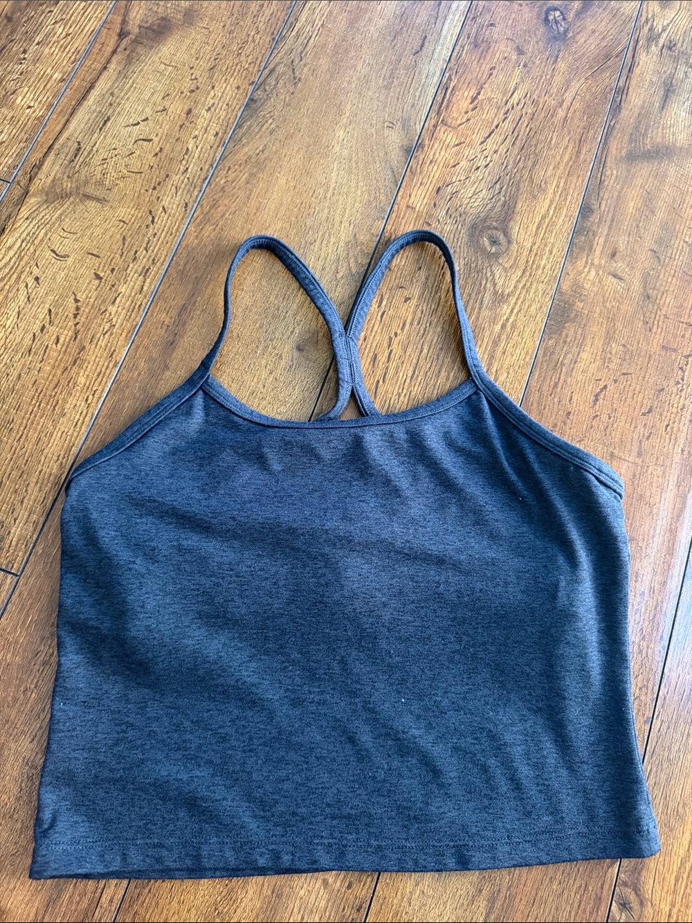 Kyodan Charcoal Gray Cropped Tank with Cross-Back Straps